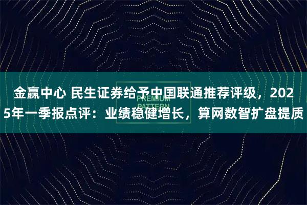 金赢中心 民生证券给予中国联通推荐评级，2025年一季报点评：业绩稳健增长，算网数智扩盘提质
