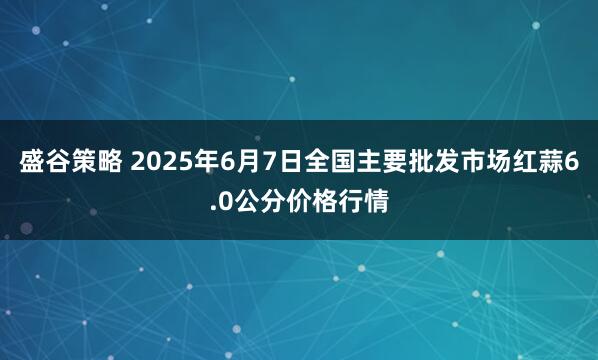 盛谷策略 2025年6月7日全国主要批发市场红蒜6.0公分价格行情